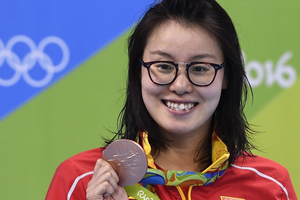 China’s Fu Yuanhui with her bronze medal after the women’s 100m backstroke at the Rio Olympics in 2016. Photo: AFP