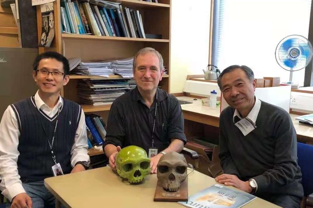 Ni Xijun (left), Christopher Stringer (centre), Ji Qiang worked together on papers analysing the Harbin skull. Photo: Handout
