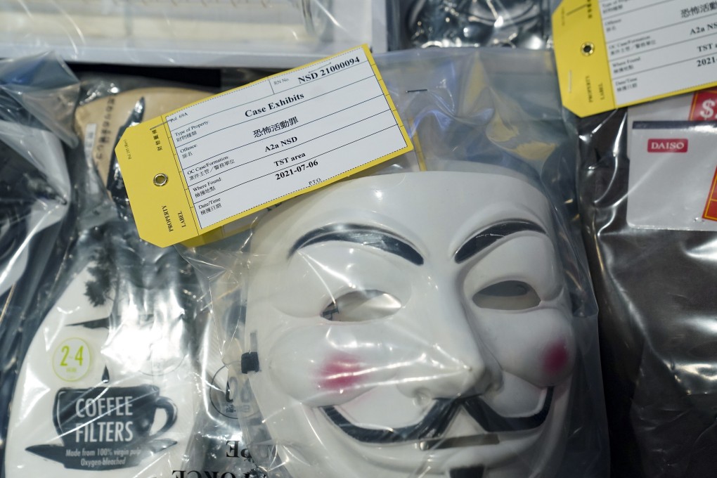 Hong Kong police display evidence gathered after thwarting an alleged terrorist attack. Photo: Sam Tsang