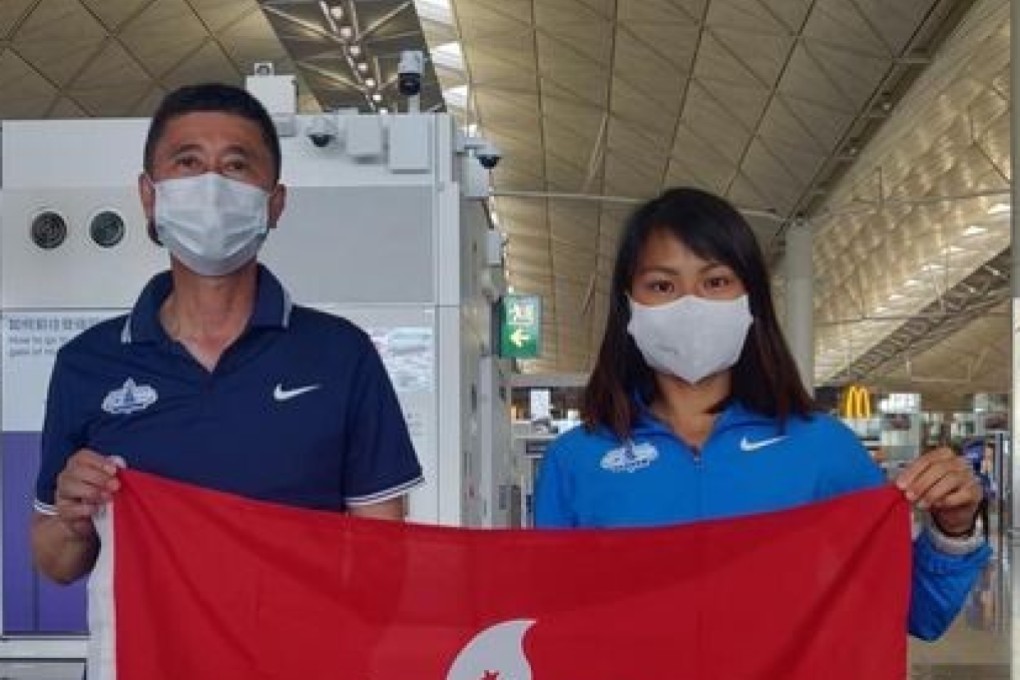 Christy Yiu and coach Shinetsu Murao at Hong Kong International Airport before leaving for Milan in May. Photo: HKAAA