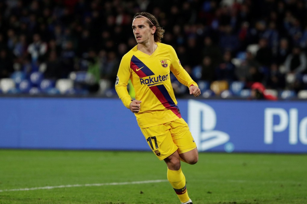 Barcelona's Antoine Griezmann celebrates scoring against Napoli in the Uefa Champions League in 2020. Photo: Reuters