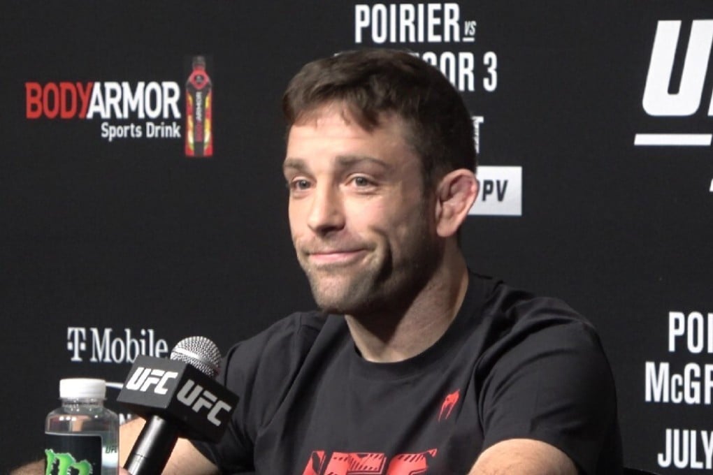 Ryan Hall speaks to the media ahead of UFC 264 in Las Vegas. Photo: Drake Riggs