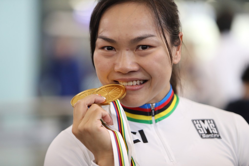 Track cycling star Sarah Lee with the gold she won at the 2019 world championships. She will be chasing gold in Tokyo. Photo: Winson Wong