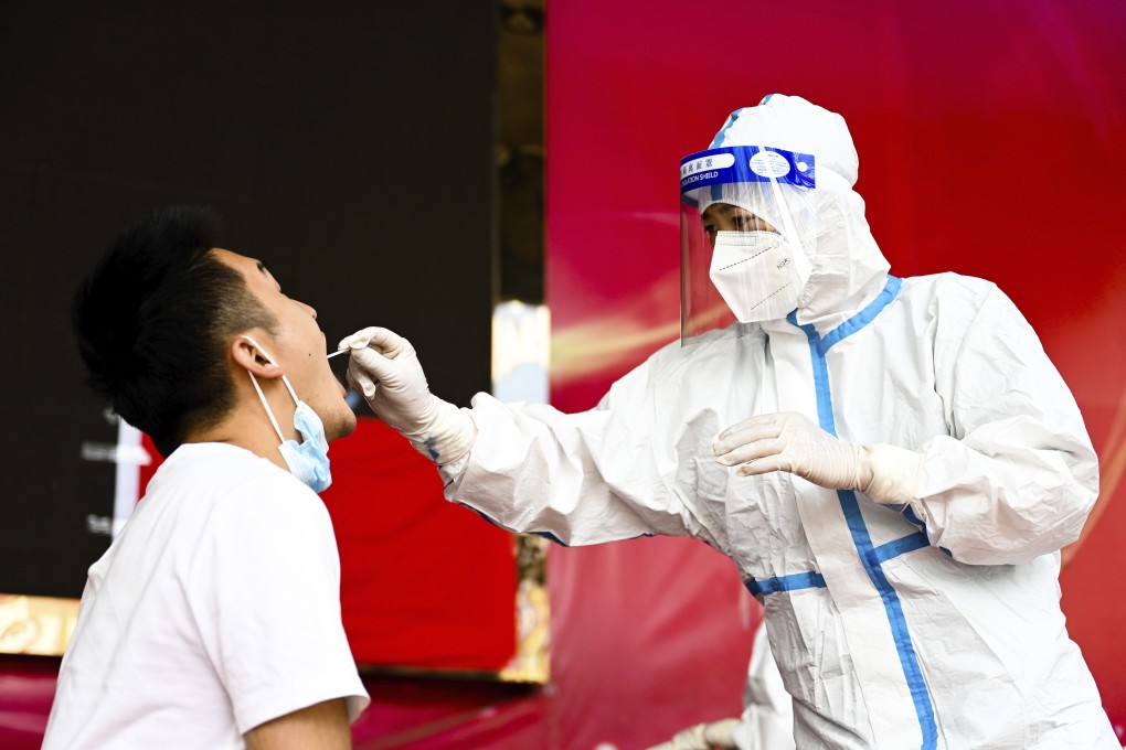 A resident gets tested in Chinese border city Ruili, in Yunnan, on Monday. Photo: Xinhua