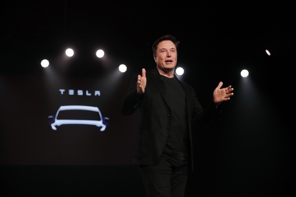 Elon Musk at the unveiling of the Model Y at Tesla’s design studio in Hawthorne, California, in this file photo from March 14, 2019. The new model launched in China was dropped by Tesla in the US last year after Musk said that its range was ‘unacceptably low’. Photo: AP