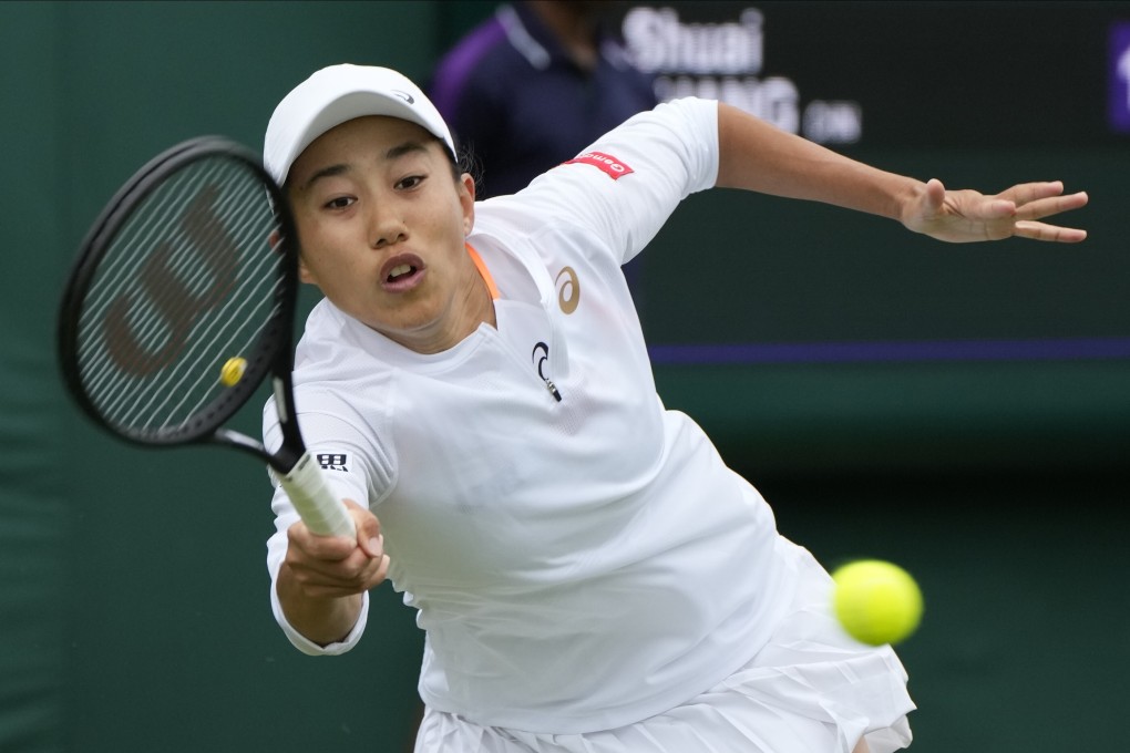 China’s Zhang Shuai in action in her Wimbledon women’s singles first round defeat to Czech Republic’s Karolina Muchova. Photo: AP