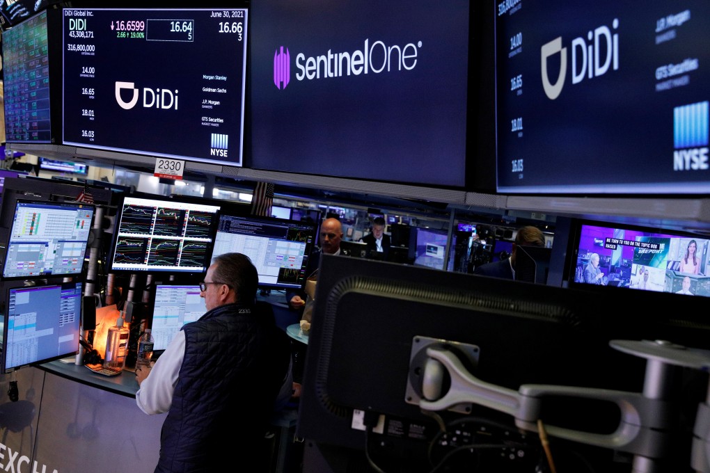 A specialist trader works at the post where Chinese ride-hailing company Didi Global is traded on the New York Stock Exchange. Photo: Reuters