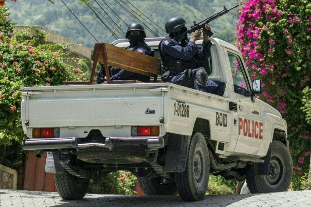 Police patrol outside the Embassy of Taiwan in Port-au-Prince on July 9, 2021. Photo: AFP