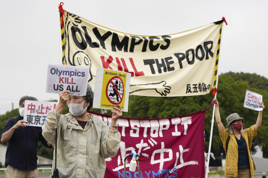 Demonstrators protest against the Tokyo Olympics in Tokyo. Photo: EPA