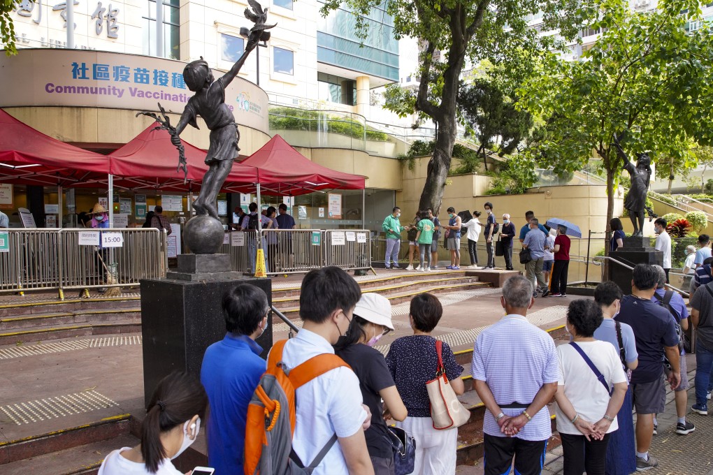 People in Hong Kong queue up for vaccines in Causeway Bay. Photo: Winson Wong