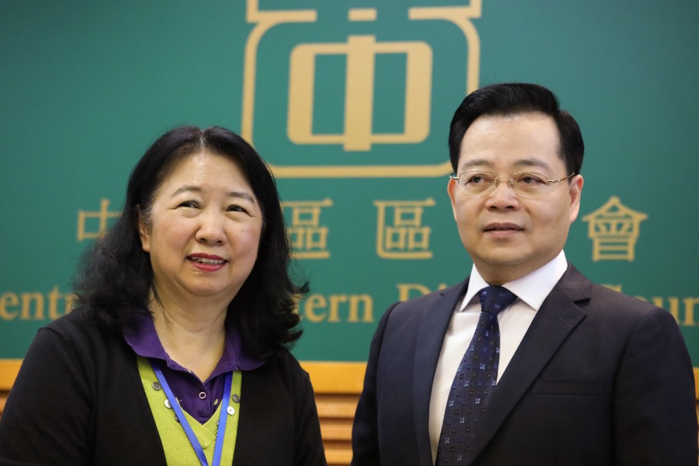 Central & Western District Council chair Cheng Lai-king and vice-chair Victor Yeung Sui-yin in 2020. Photo: Nora Tam