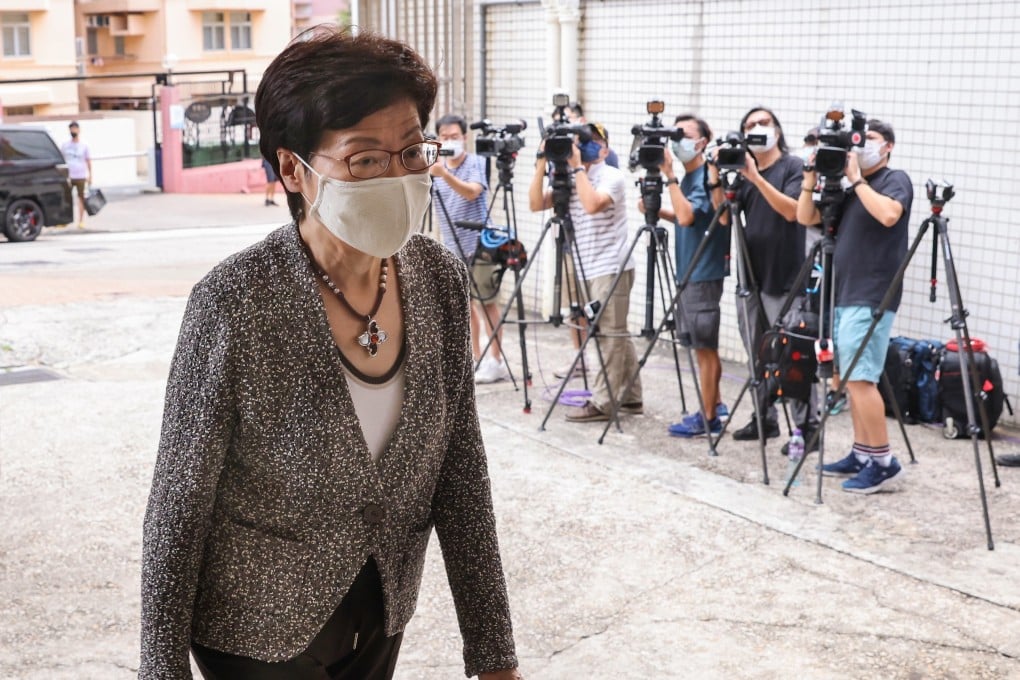 Chief Executive Carrie Lam on Sunday said three of the city’s senior officials had paid a sufficient price for violating social-distancing rules. Photo: Nora Tam