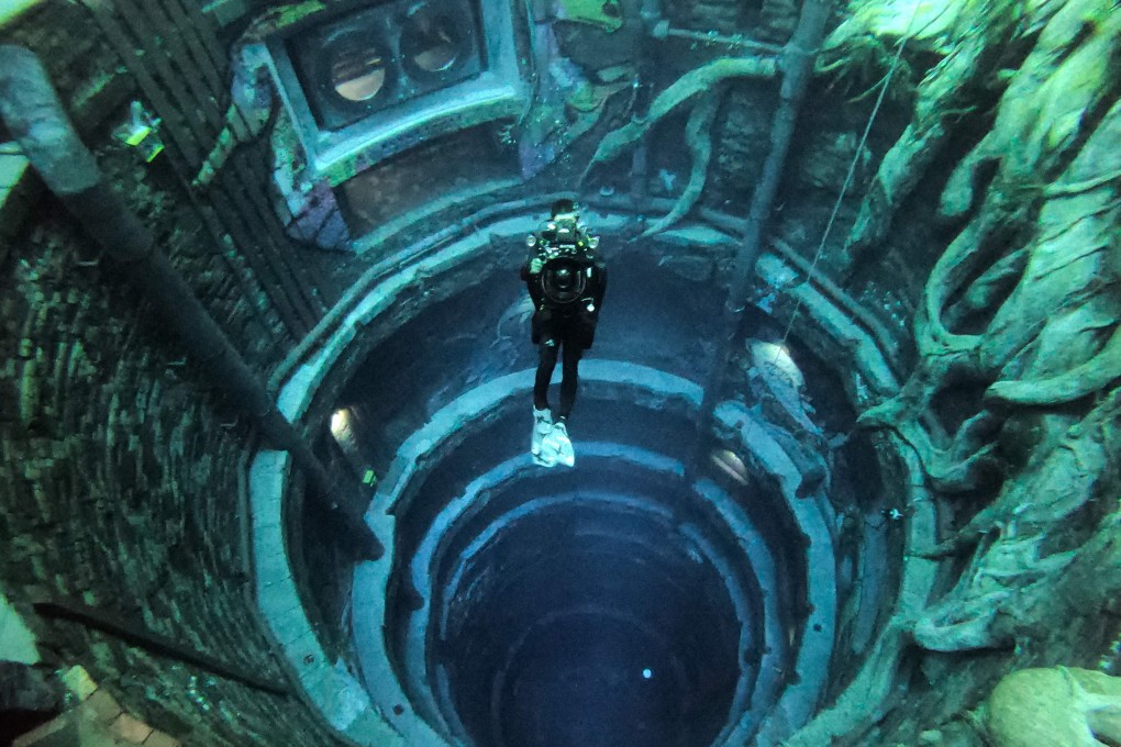 A diver experiences Deep Dive Dubai, the deepest swimming pool in the world. Photo: AFP