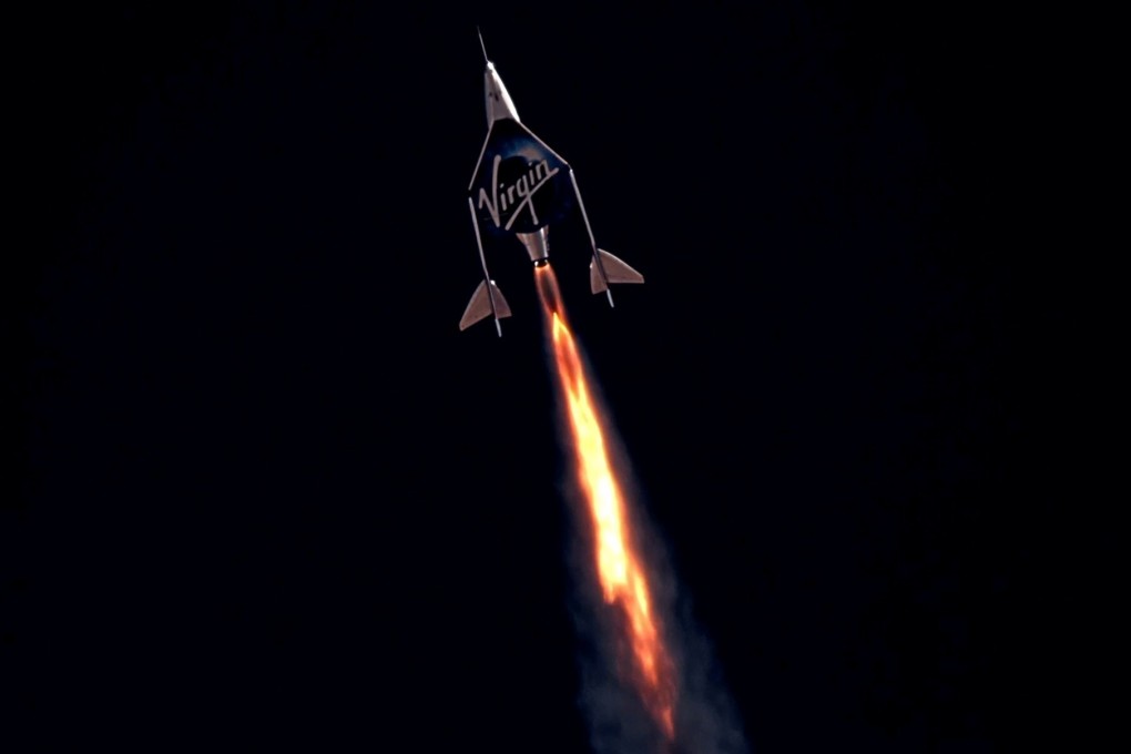 Virgin Galactic's passenger rocket plane VSS Unity, carrying Richard Branson and crew, begins its ascent to the edge of space. Photo: Reuters