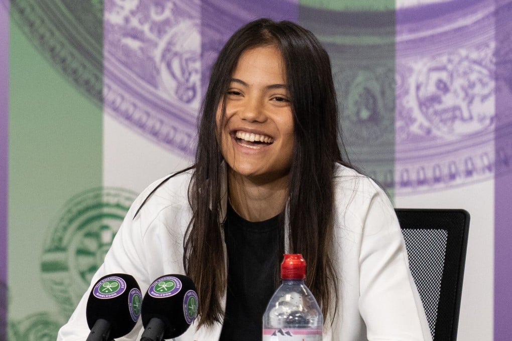 Britain’s Emma Raducanu attends a press conference after beating Romania’s Sorana Cirstea in the third round at the 2021 Wimbledon Championships. Photo: AFP