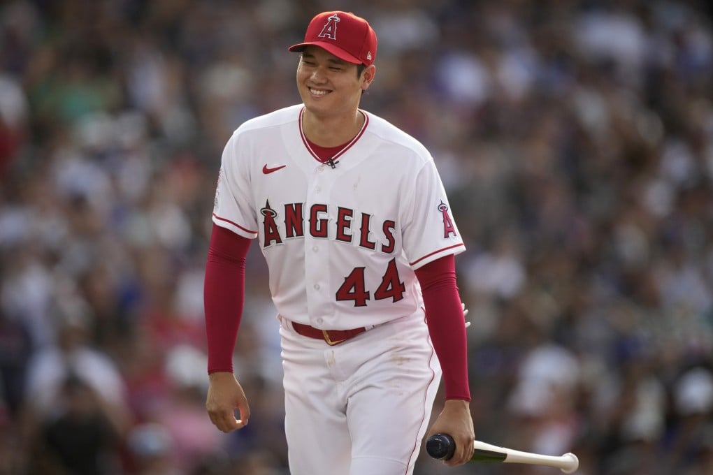 Japanese MLB star Shohei Ohtani of the Los Angeles Angeles on the plate in the first round of the MLB All-Star baseball Home Run Derby in Denver in July. Photo: AP