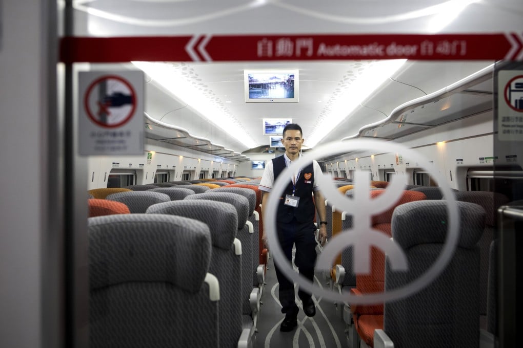 The second-class coach of a Guangzhou-Shenzhen-Hong Kong Express Rail Link (XRL) Vibrant Express train, operated by MTR Corporation on Sunday, September 23, 2018. Photo: Bloomberg.
