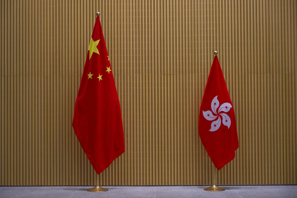 The China and Hong Kong flags. Photo: AP