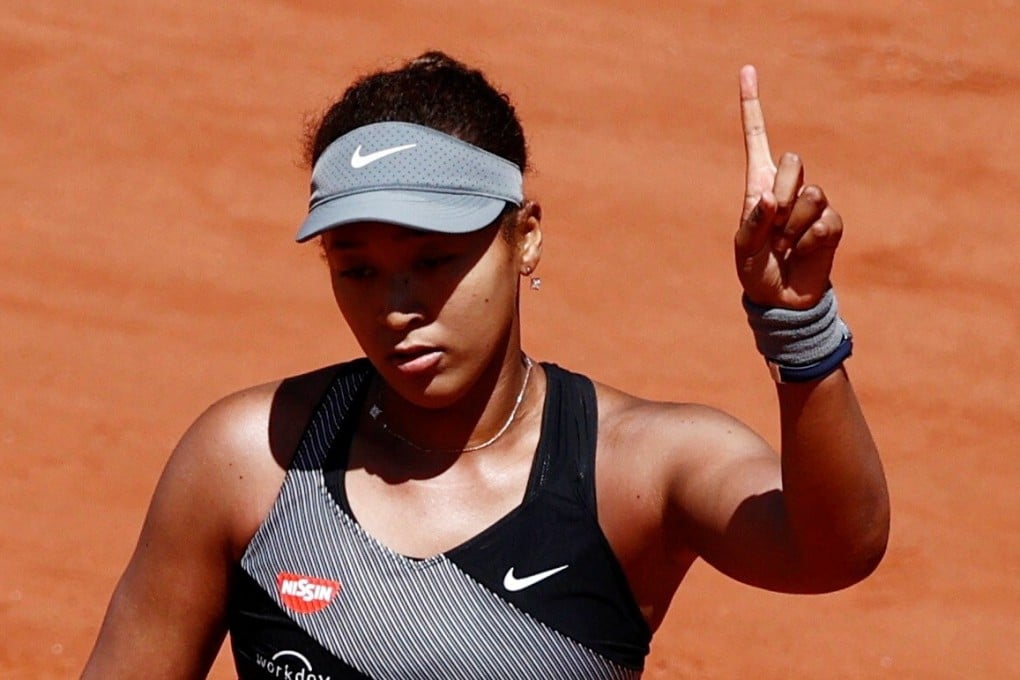 Japan’s Naomi Osaka reacts during her 2021 French Open first-round match against Romania’s Patricia Maria Tig. Photo: Reuters