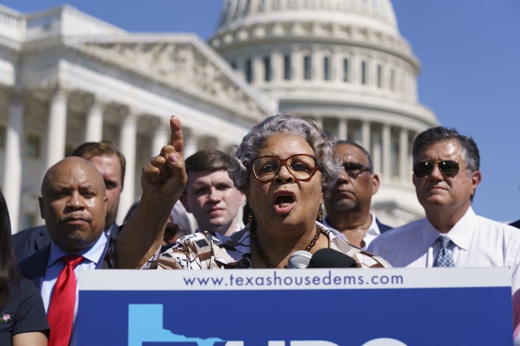 Texas state congresswoman Senfronia Thompson and other Democratic members of the Texas legislature at the Capitol in Washington. Photo: AP