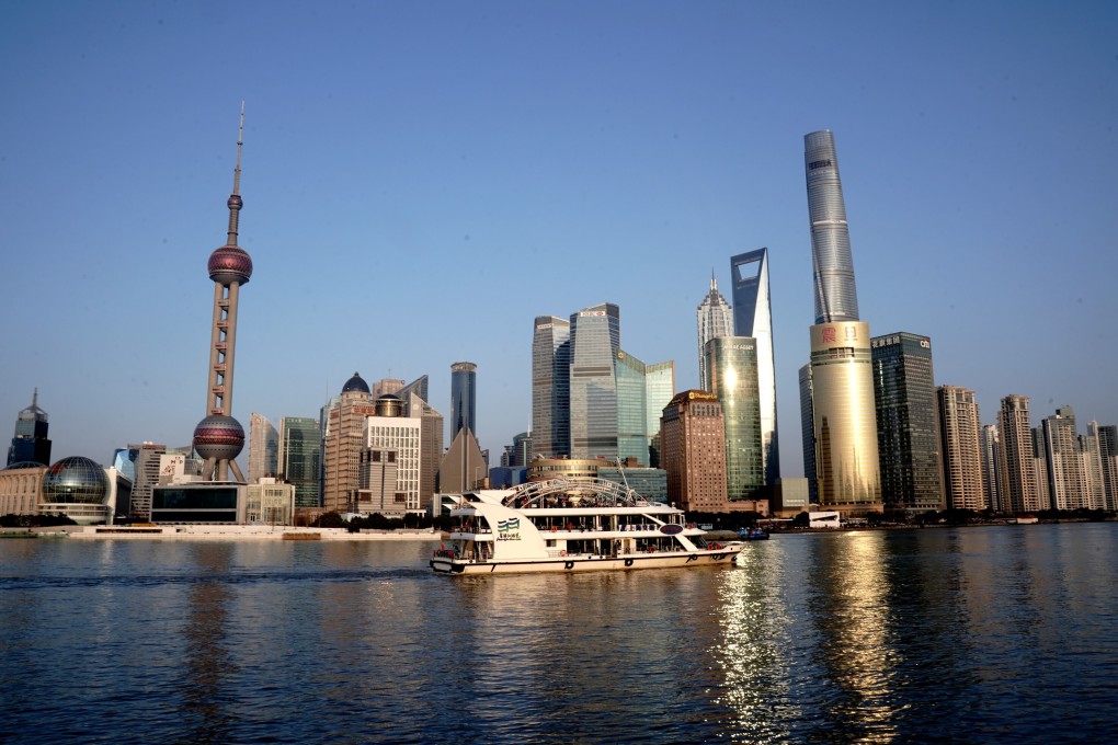 A view of the Lujiazui financial district in the Pudong area of Shanghai from the Huangpu river that cuts through the city. Photo: Xinhua