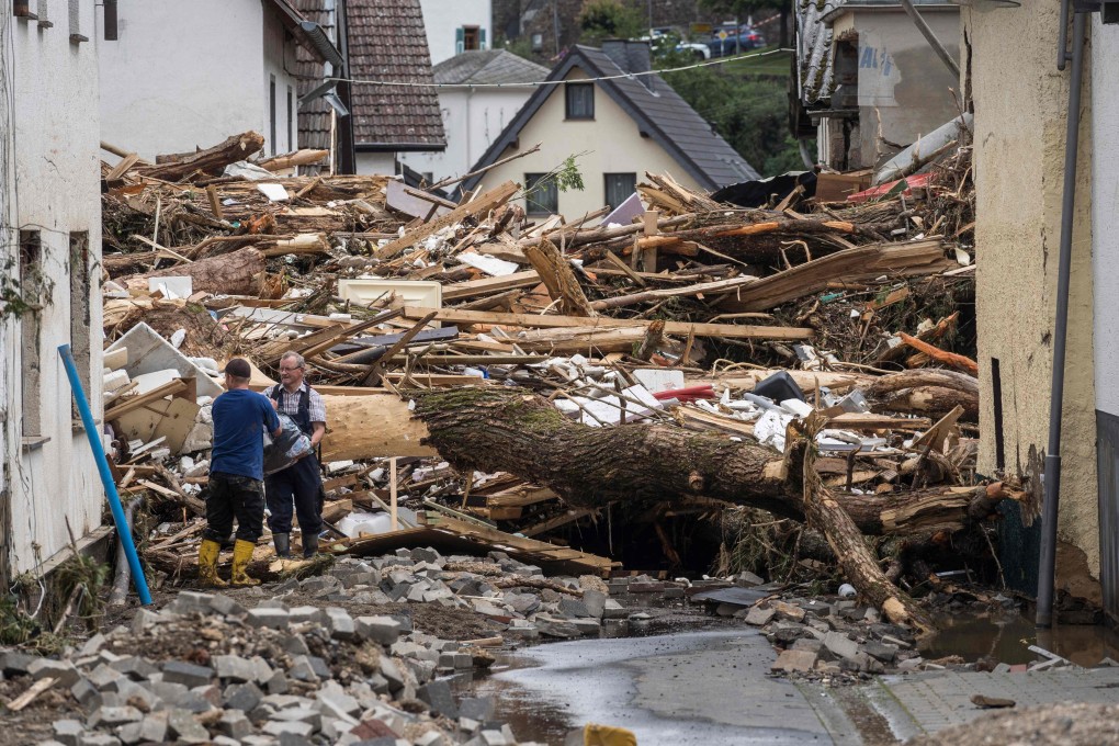 The debris of houses destroyed by the floods in Schuld near Bad Neuenahr, western Germany. Photo: AFP