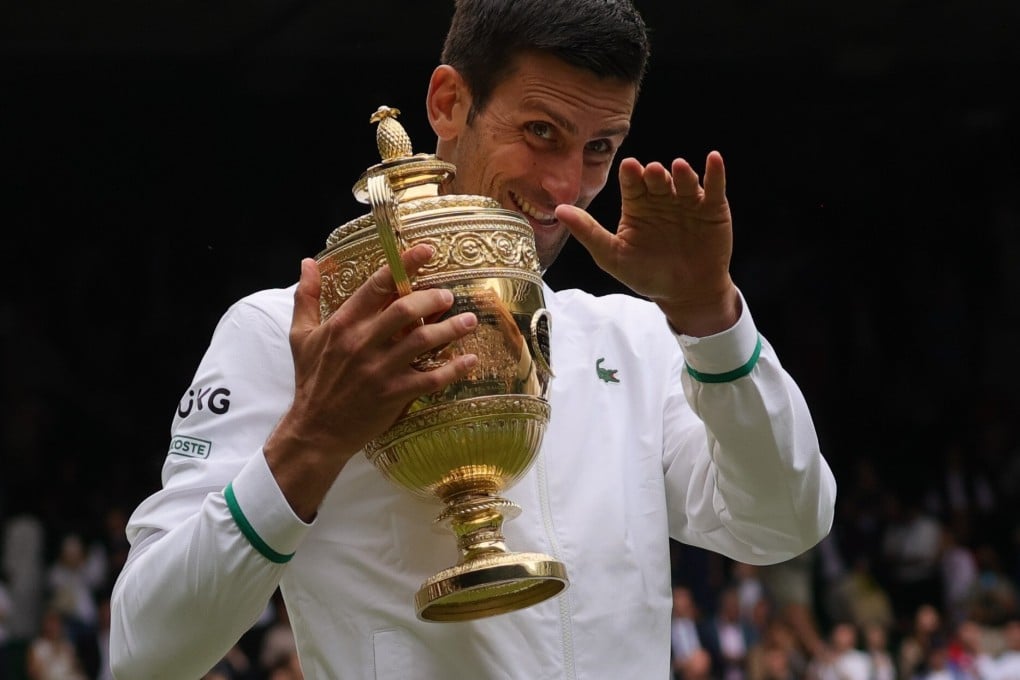 Novak Djokovic of Serbia celebrates after beating Matteo Berrettini of Italy to win Wimbledon in July. Photo: Xinhua