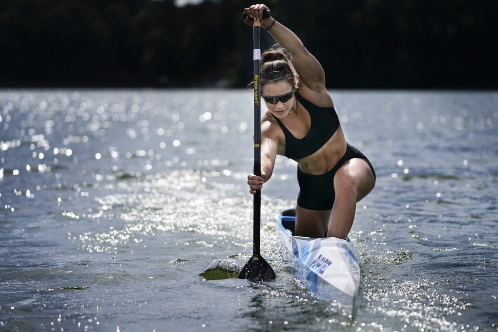 Canoe sprint world champion Nevin Harrison, 19, trains in the US ahead of the Tokyo Olympics, where new events will be held in a bid for gender equity. Photo: AP