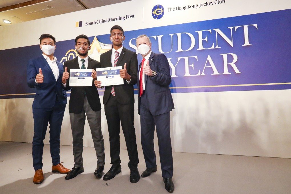 Thumbs-up from Post CEO Gary Liu (left), Fahim Hossain, Aditya Shrisankaraan and Winfried Engelbrecht-Bresges. Photo: Edmond So