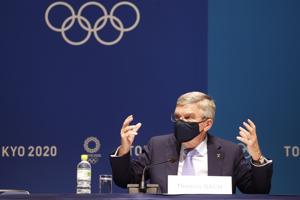 IOC president Thomas Bach at a news conference in the main press centre in Tokyo on Saturday, July 17, 2021. Photo: Reuters