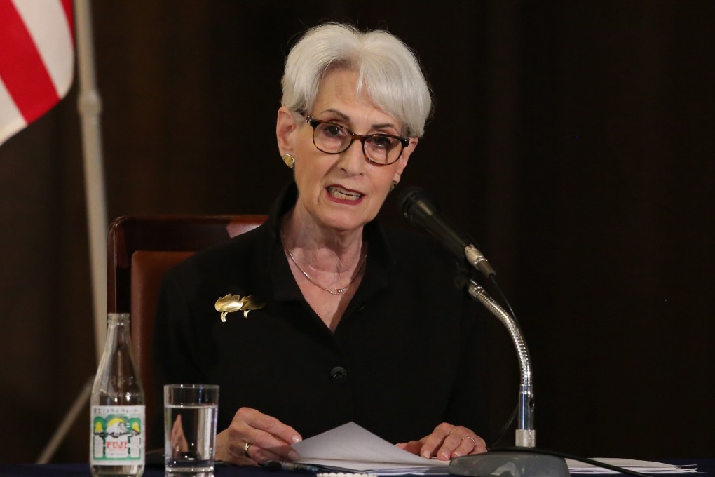 Wendy Sherman, the US deputy secretary of state, speaks to reporters after meeting with her Japanese and South Korean counterparts. Photo: EPA