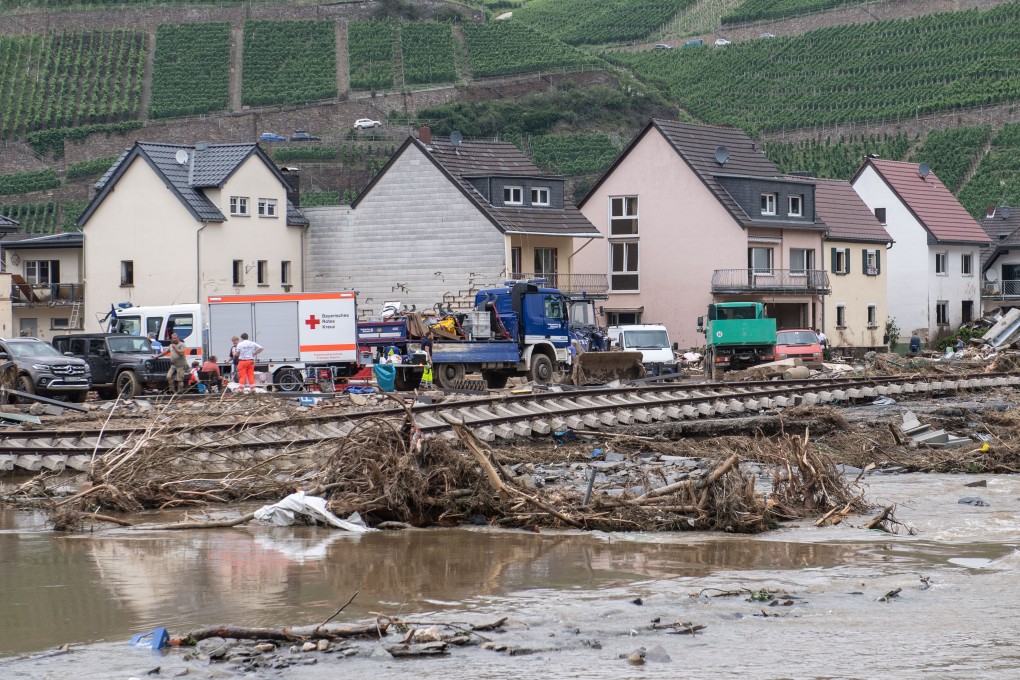 A destroyed railway line and debris seen in Dernau after devastating floods struck. Photo: dpa