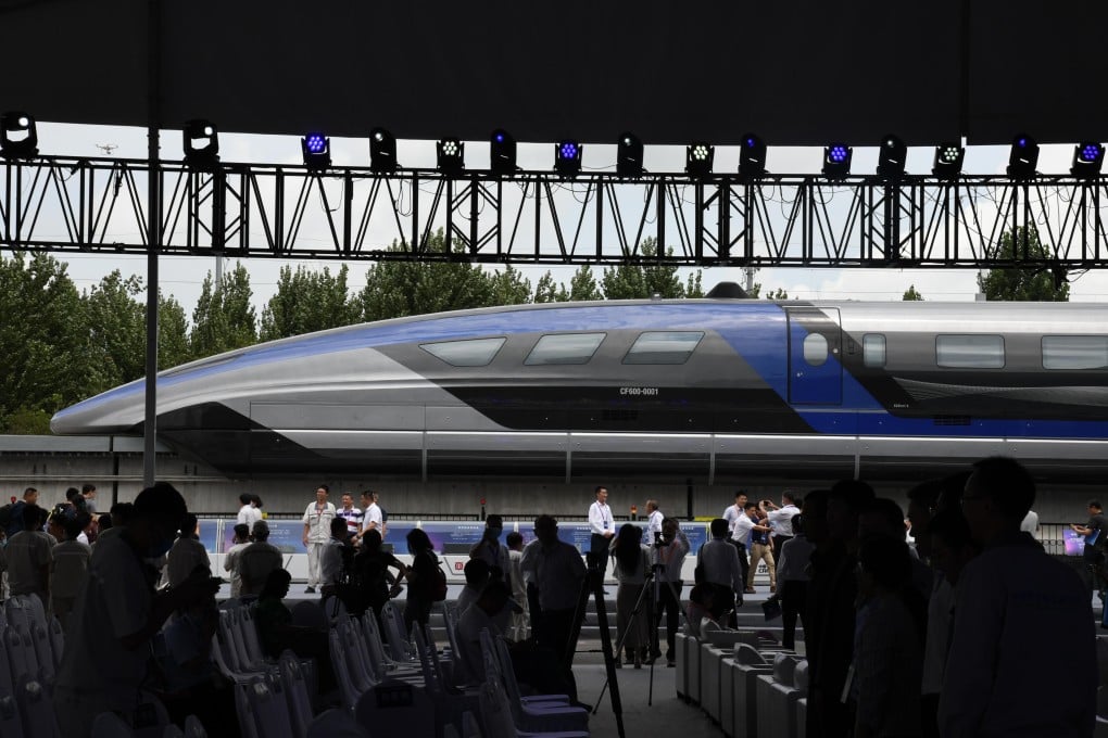 China’s new maglev transport system rolls off the production line in Qingdao, Shandong province, on Tuesday. Photo: Xinhua