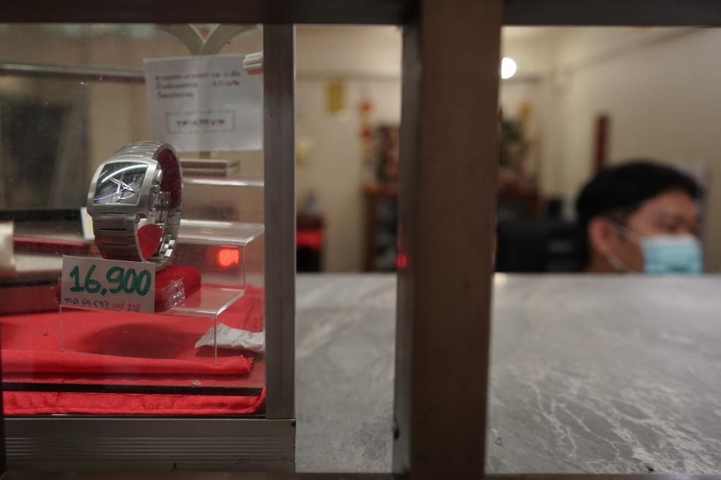 A forfeited watch is seen at a pawnshop in Bangkok, as Thais struggle for cash during the Covid-19 pandemic. Photo: Vijitra Duangdee