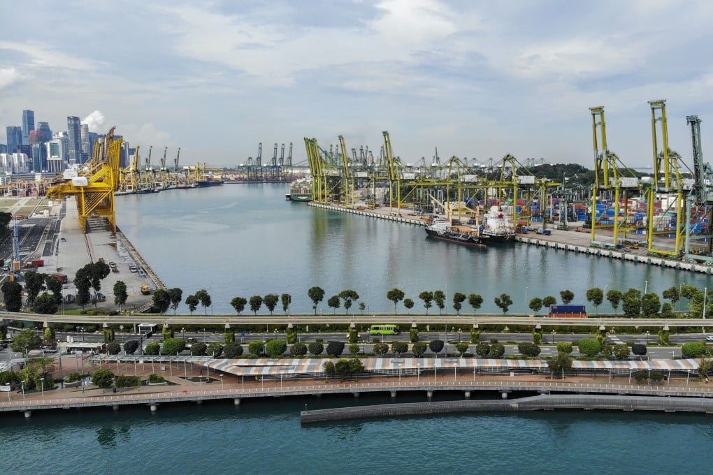 Aerial view of the Port of Singapore situated between VivoCity, the largest shopping centre in Singapore and Sentosa, a popular island resort in Singapore, on 30 May 2018. Photo: Roy Issa