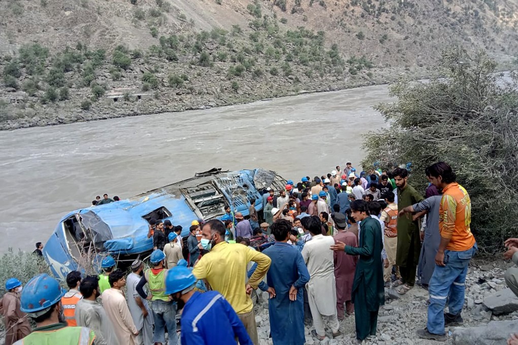 The bus plunged into a ravine following the attack in Khyber Pakhtunkhwa province last week. Photo: AP