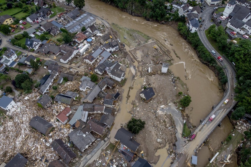 Flood-hit houses in Schuld, Germany. Photo: AP