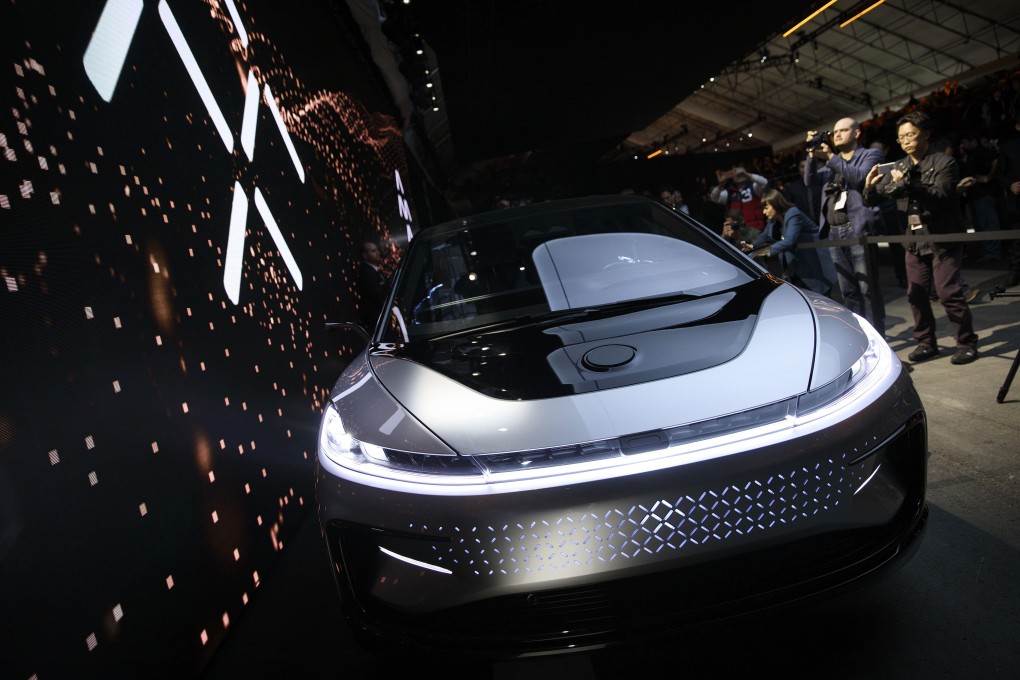 The Faraday Future FF91 electric car is unveiled at the 2017 Consumer Electronics Show (CES) in Las Vegas. Photo: Bloomberg