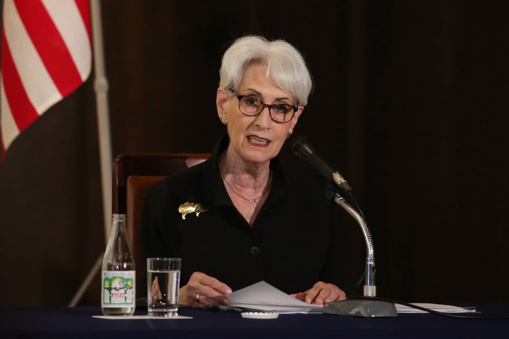 US deputy secretary of state Wendy Sherman attends a press conference in Tokyo on Wednesday after the US, Japan and South Korea held trilateral talks to discuss North Korea’s nuclear programme and other regional and global issues. Photo: EPA-EFE