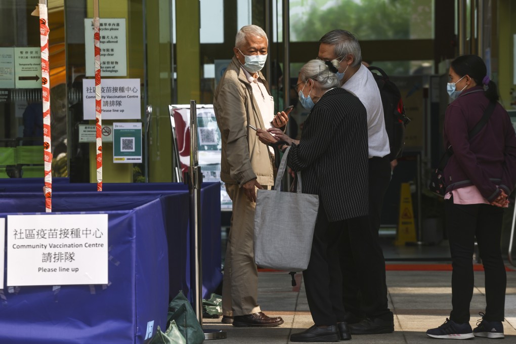 Elderly residents leave one of Hong Kong’s community vaccination centres. Photo: K. Y. Cheng