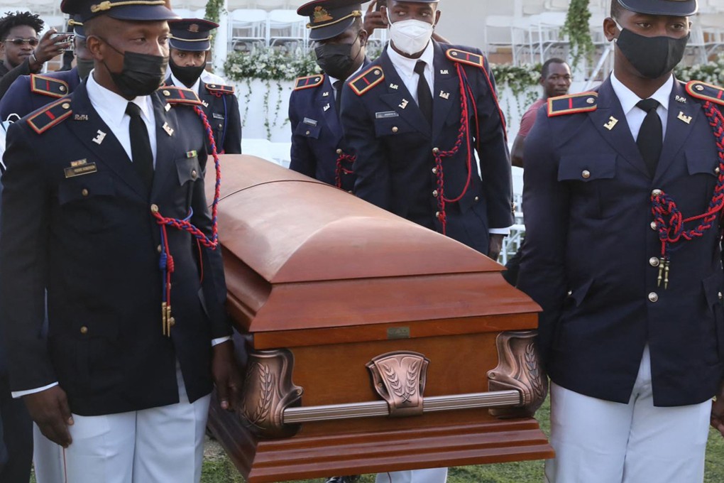 Soldiers carry the casket of slain Haitian president Jovenel Moise before his funeral on July 23. Photo: AFP