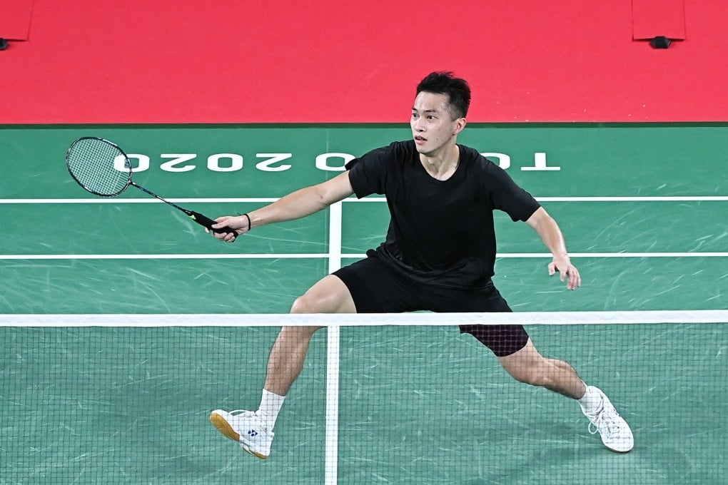 Angus Ng Ka-long hits a shot against Mexican Lino Munoz during his opening match of the Tokyo Games. Photo: Xinhua