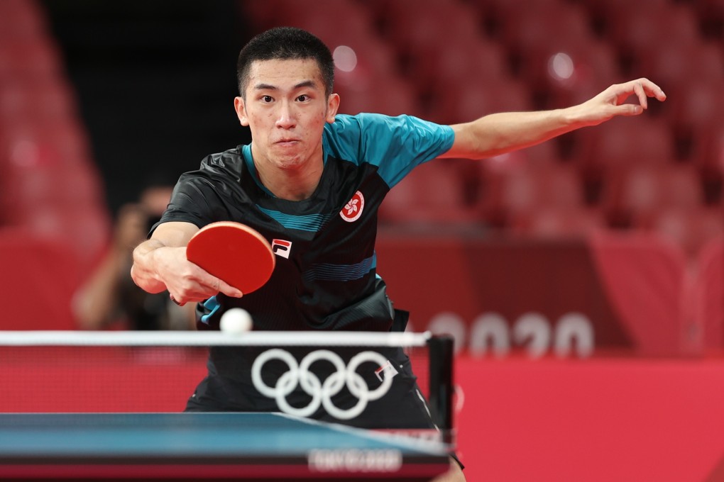 Hong Kong’s Lam Siu-hang competes against Harimoto Tomokazu in the Tokyo Olympics. Photo: Xinhua