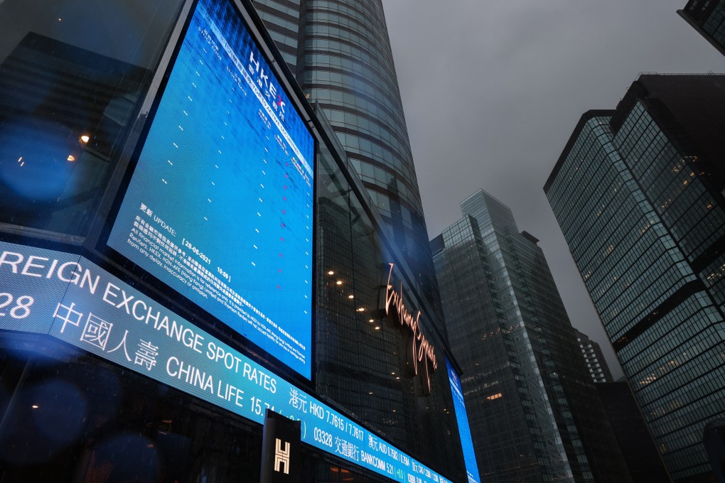 The Hong Kong stock exchange closed for the morning of June 28 when the black rainstorm signal was raised. Photo: Dickson Lee
