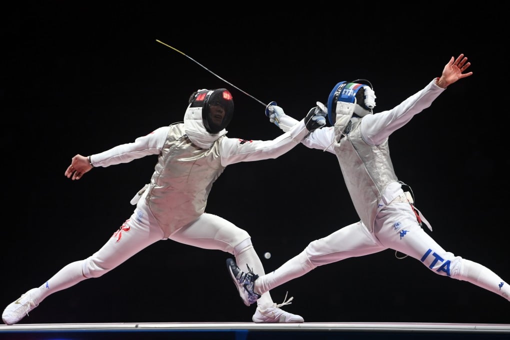 Hong Kong’s Cheung Ka-long (left) competing with Daniele Garozzo of Italy in the men’s individual foil gold medal bout at the Tokyo 2020 Olympic Games. Photo: Xinhua