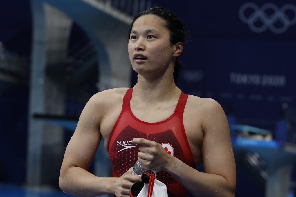 Maggie MacNeil, of Canada, leaves the pool after winning the women's 100m butterfly final at the Tokyo Olympics. Photo: EPA-EFE
