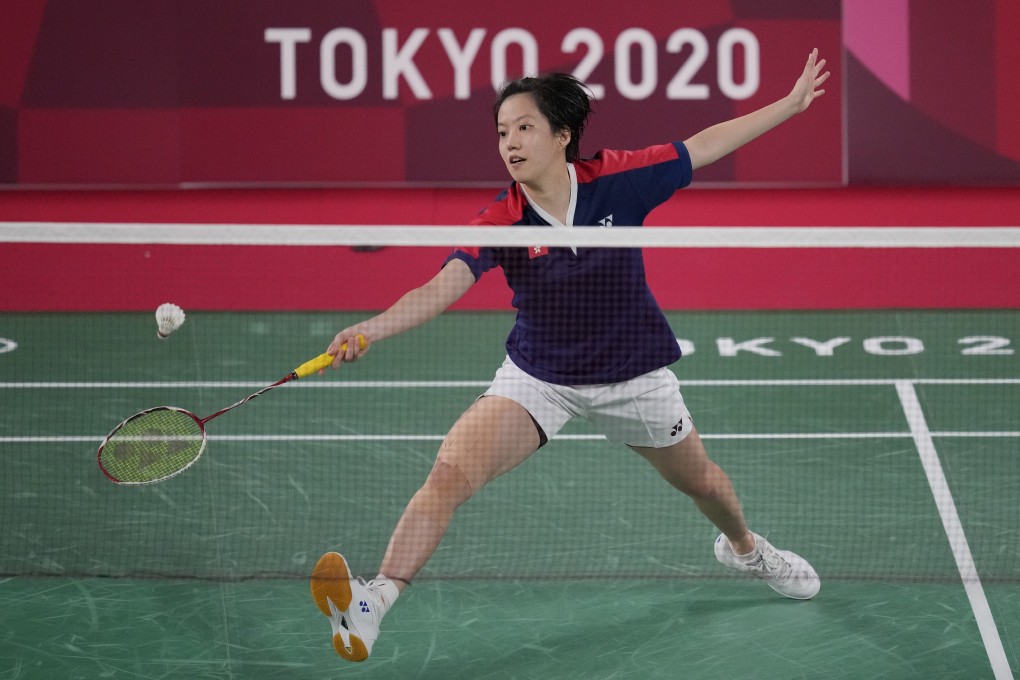 Hong Kong's Cheung Ngan-yi plays against Israel's Ksenia Polikarpova during their women's singles group badminton match at the Tokyo Olympics on Tuesday. Photo: AP Photo