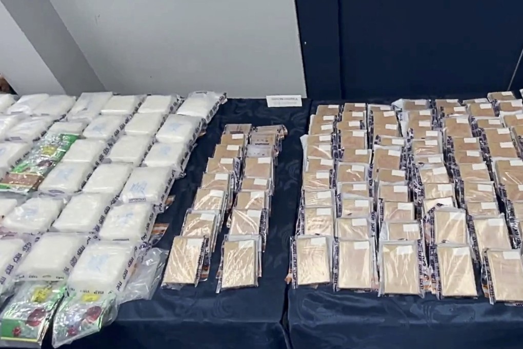 Police display evidence seized during the operation. Photo: Facebook