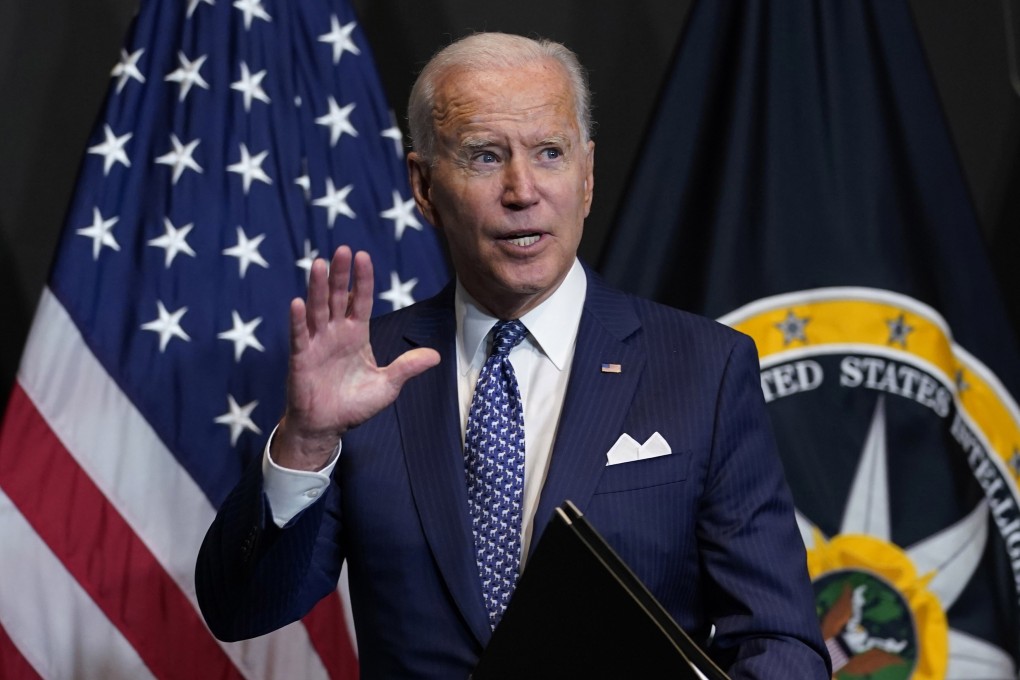 US President Joe Biden at the Office of the Director of National Intelligence in McLean, Virginia on Tuesday. Photo: AP