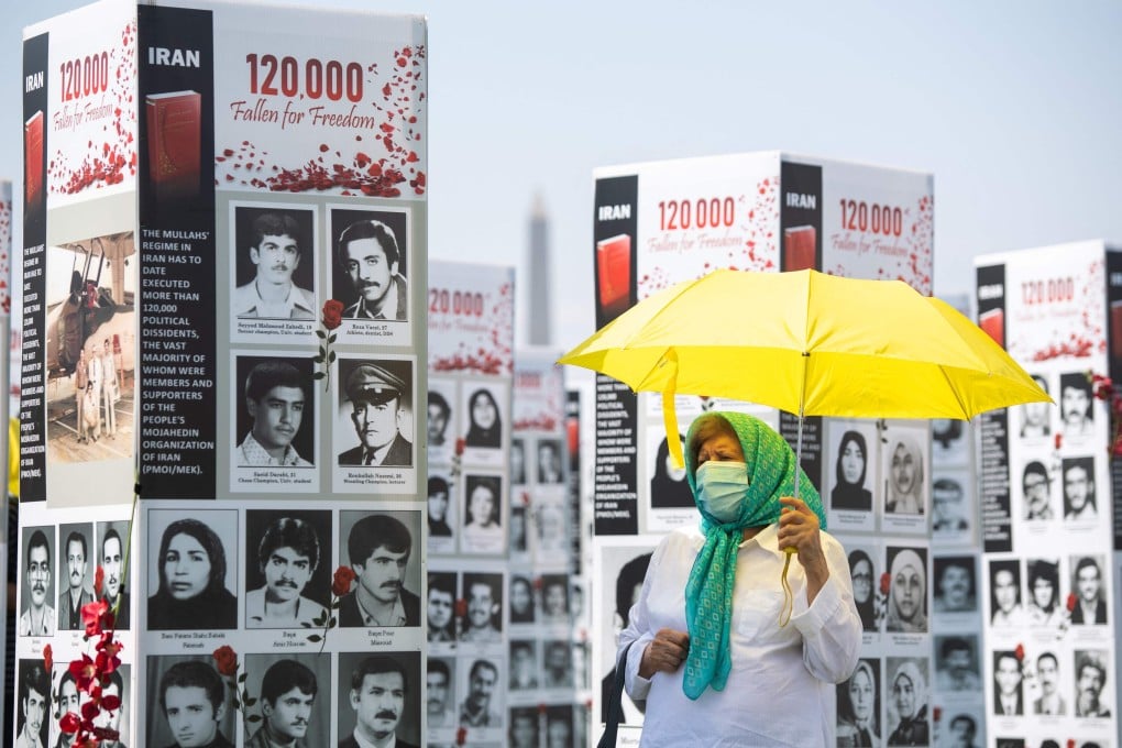 An exhibit by the Organisation of the Iranian American Communities, near the US Capitol in Washington, highlights human rights violations by Iran. Photo: AFP